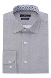 Azaro Uomo Slim Fit Geometric Print Performance Dress Shirt In Blue