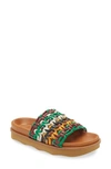 CHLOÉ WAVY FLATFORM CROCHET LEATHER SLIDE SANDAL