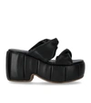 Themoirè Padded Wedge Platform Sandals With Two Bands In Black