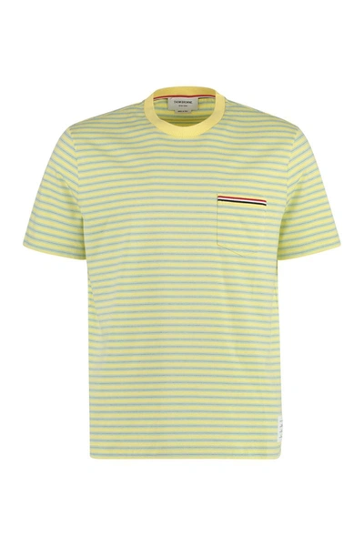 Thom Browne Striped Cotton T-shirt In Yellow