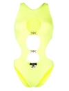 Versace Cutout One Piece Swimsuit In Yellow