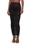 GOOD AMERICAN RUCHED MESH COVER-UP MAXI SKIRT