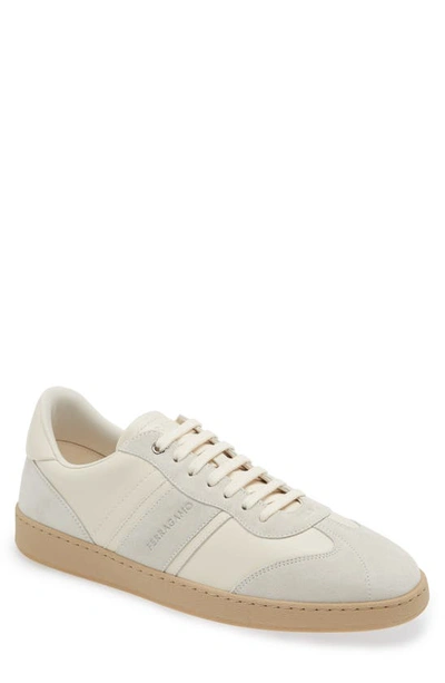 Ferragamo Achille Low Top Sneaker In Mascarpone