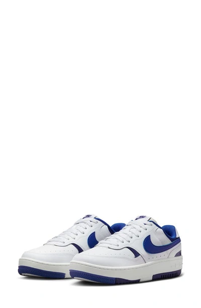 Nike Gamma Force Suede-trimmed Leather Sneakers In White/game Royal/deep Royal