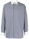 Wales Bonner Blue Sonny Striped Button-down Shirt In Blue