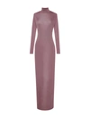 Saint Laurent Mock Neck Long Sleeve Knit Dress In Nude & Neutrals