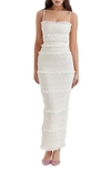 House Of Cb Solana Sequin Smocked & Shirred Cocktail Dress In Ivory Print