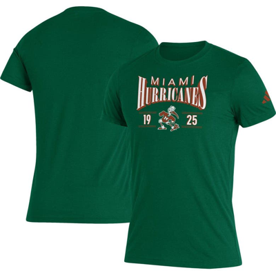 Adidas Originals Adidas Green Miami Hurricanes Along The Shadow Tri-blend T-shirt