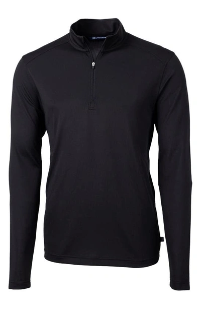 Cutter & Buck Virtue Eco Recycled Fiber Piqué Quarter Zip Pullover In Black