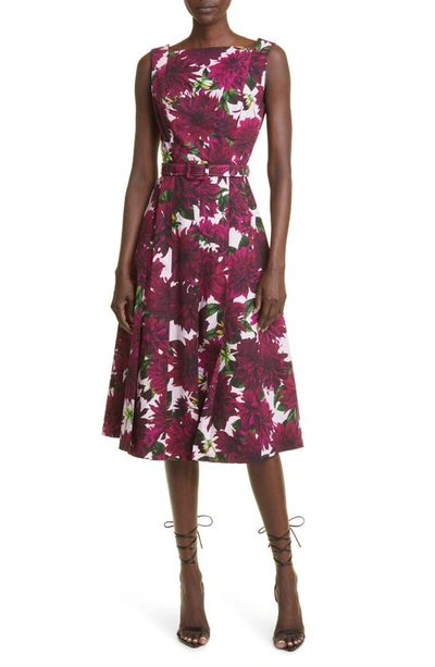 burgundy poplin dress self-portrait - Burgundy Check Chiffon Midi Dress main image 0