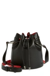 Christian Louboutin By My Side Grained Calfskin Leather Bucket Bag In Cm53 Black/ Black