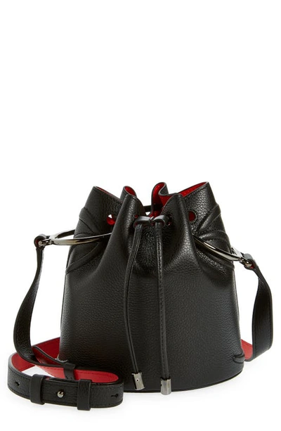 Christian Louboutin By My Side Grained Calfskin Leather Bucket Bag In Cm53 Black/ Black