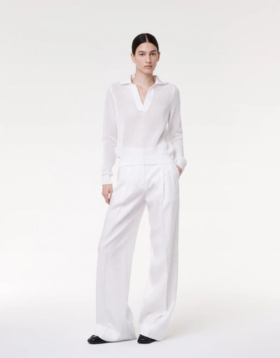 Another Tomorrow Pleated Trouser In White