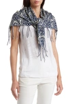 La Fiorentina Paisley Print Square Scarf In Blue
