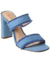 Schutz Amely Mid Block Denim Sandal In Blue