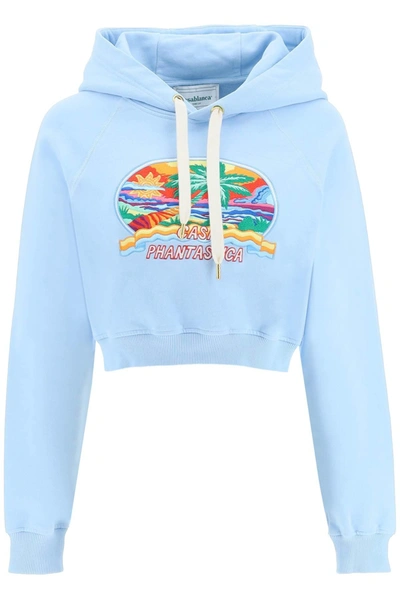 CASABLANCA CASABLANCA 'CASA PHANTASTICA' CROPPED HOODIE IN ORGANIC COTTON