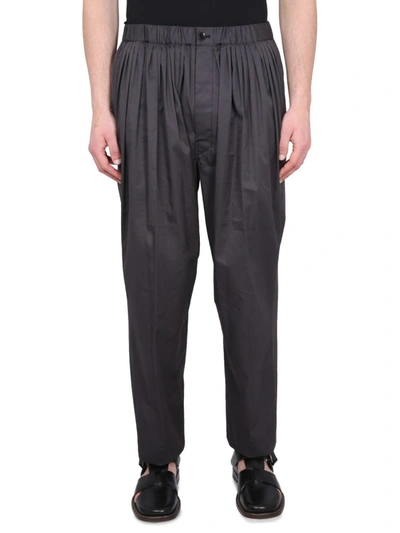 Lemaire Pleated Cotton Pants In Black