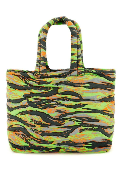 Erl Camouflage Puffer Bag In Grey,green,orange