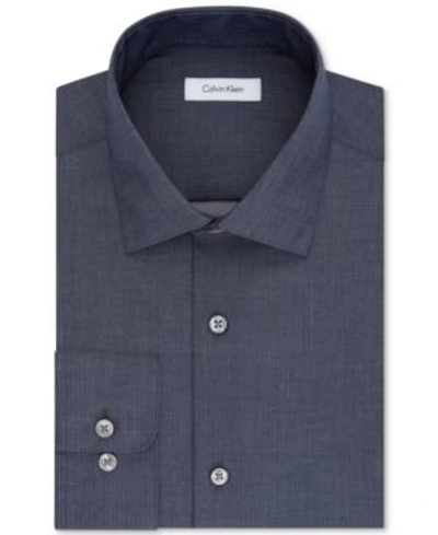 Calvin Klein Steel Men's Classic-fit Non-iron Performance Herringbone Spread Collar Dress Shirt In Smokey Blue