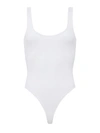 L Agence Womens Ribbed Cotton Stretch Bodysuit In White