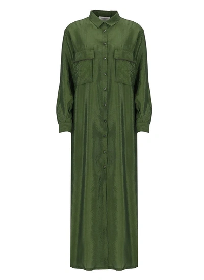 Fabiana Filippi Satin Maxi Shirtdress In Green