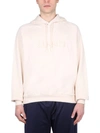 Sunnei Embroidered-logo Cotton Hoodie In Beige