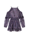 Isabel Marant Gabinia Paisley-print Ruffle Cold-shoulder Mini Dress In Purple