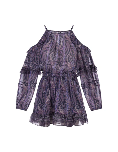 Isabel Marant Gabinia Paisley-print Ruffle Cold-shoulder Mini Dress In Purple