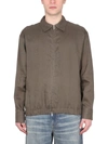 Pt Torino Elasticated Collared Linen Jacket In Gray