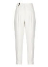 Peserico Trousers With High Turn-up Hem In White
