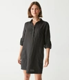 Michael Stars Eleanor Linen Shirt Dress In Black