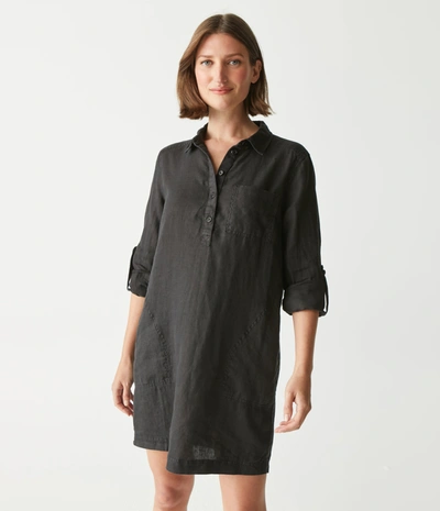 Michael Stars Eleanor Linen Shirt Dress In Black