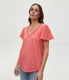 Michael Stars Tate Mixed Fabric Tee In Jam