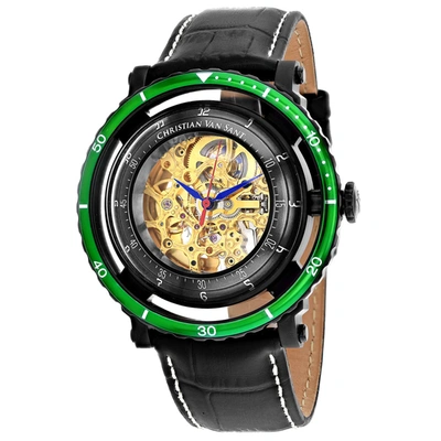 Christian Van Sant Dome Automatic Gold Dial Mens Watch Cv0745 In Black / Blue / Gold / Gold Tone / Green