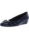 Bandolino Tad 3 Womens Patent Round Toe Wedge Heels In Blue
