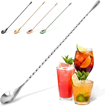 Zulay Kitchen Bar Spoon & Cocktail Mixing Spoon For Cocktail Shakers In Silver