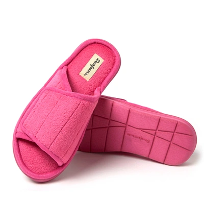 Dearfoams Women's Mickey Terry Adjustable Slides In Pink