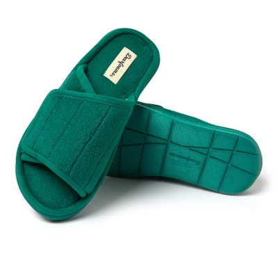 Dearfoams Women's Mickey Terry Slide In Deep Green