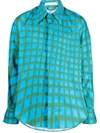 Bianca Saunders Abstract-print Cotton Shirt In Clear Blue