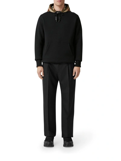 Burberry Black Sweatshirt With Vintage Check Printed Hood In Cotton