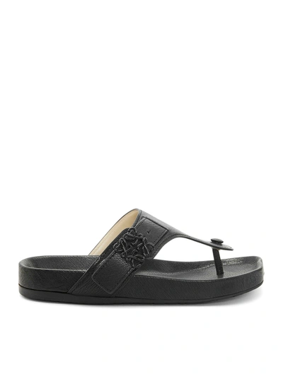 Loewe Comfort Anagram-buckle 35 Leather Sandals In Black