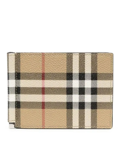 Burberry Vintage Check Money Clip Wallet In Brown