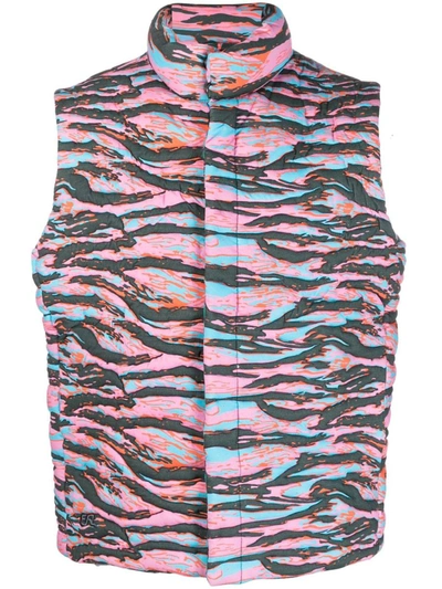 Erl Printed Quilted Cotton-jacquard Down Gilet In Multi