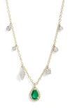 Meira T Diamond & Emerald Pendant Necklace In Yellow