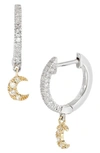 Meira T Diamond Moon Drop Huggie Hoop Earrings In Yellow