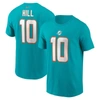 Nike Men's  Tyreek Hill Aqua Miami Dolphins Player Name & Number T-shirt In Aqua
