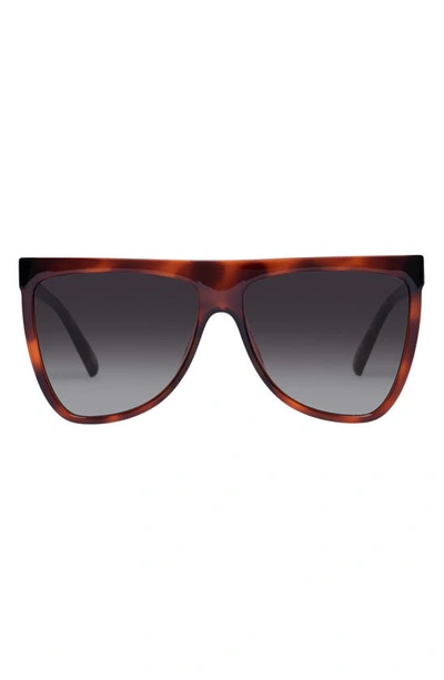 Le Specs Reclaim 60mm Gradient Flat Top Sunglasses In Toffee Tort