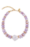 Lizzie Fortunato Women's Azure Postcard Provence Ii 18k-gold-plated, Kunzite & Pearl Beaded Necklace In Lavender