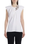 Stella Mccartney Falabella Crystal Links Knit Top In 9001 White