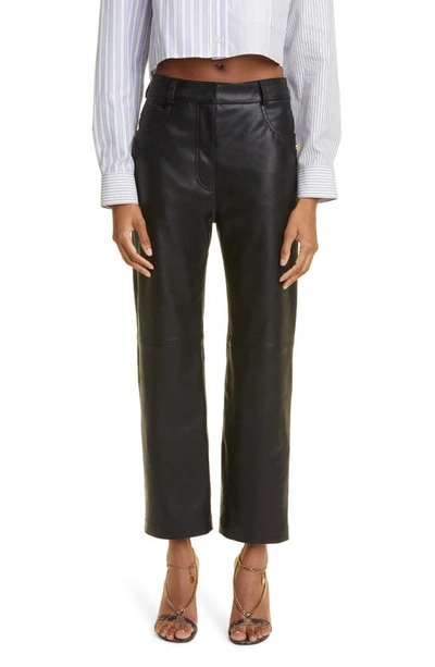 Stella Mccartney Cropped Faux Leather Straight-leg Trousers In Black